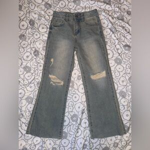 RSQ Kids Blue Wide Leg Distressed Jeans Size 7 NWOT